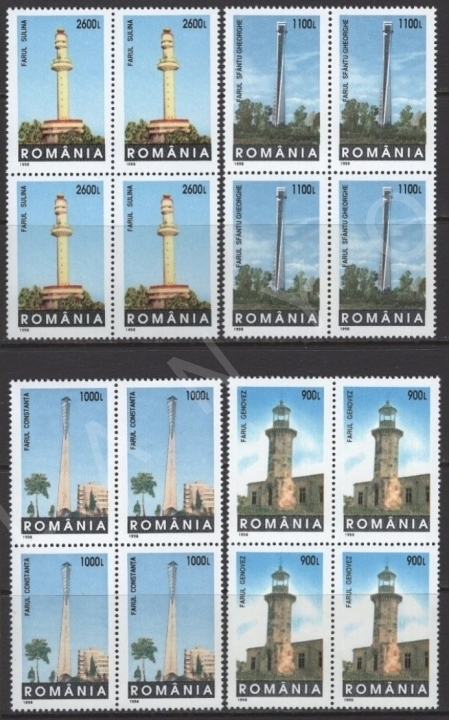 ROMANYA 1998 DAMGASIZ DENİZ FENERLERİ DÖRTLÜ BLOK SERİ